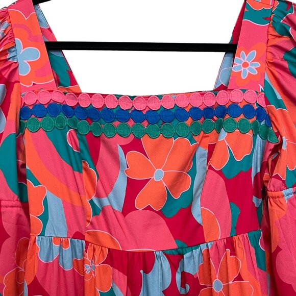 Alden Adair Boho Midi Mia Trippy Dress Pockets Puff Sleeve Size Small NWT - Picture 5 of 11